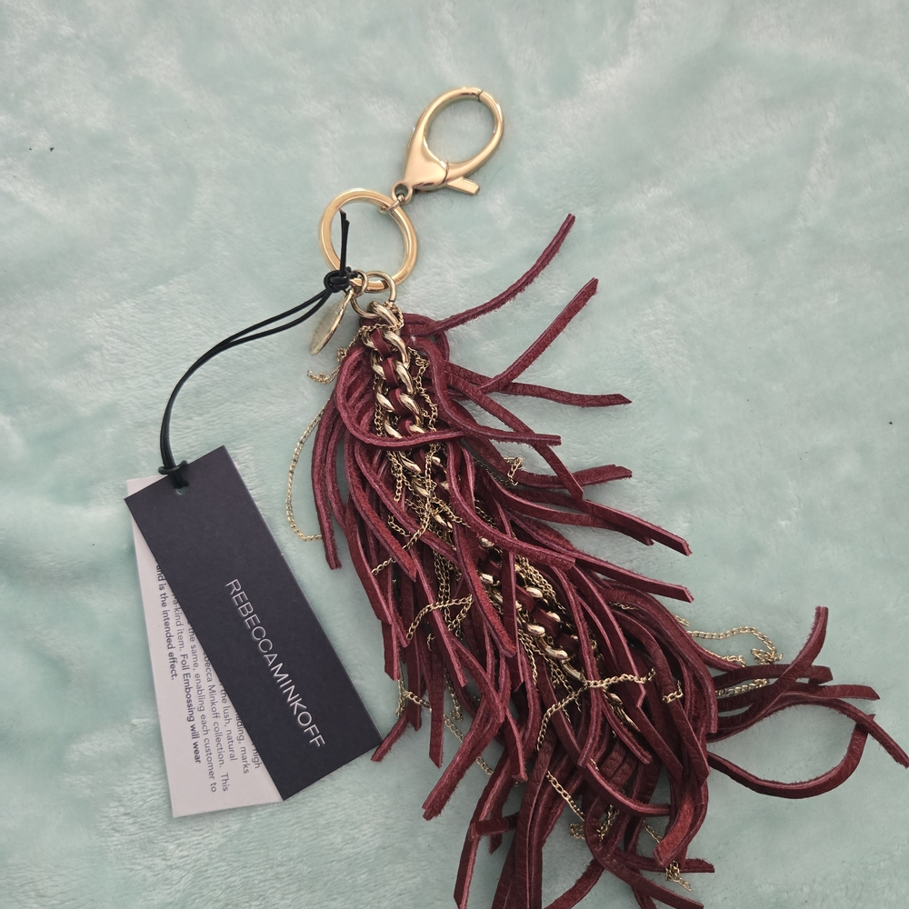 Rebecca Minkoff Burgundy Tassel Keychain FREE SHIPPING 🚛